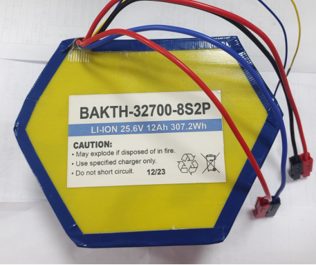 Wholesale Customized Battery Pack BAKTH-32700-8S2P 25.6V 12Ah LiFePO4 Battery Pack Rechargeable Battery Pack