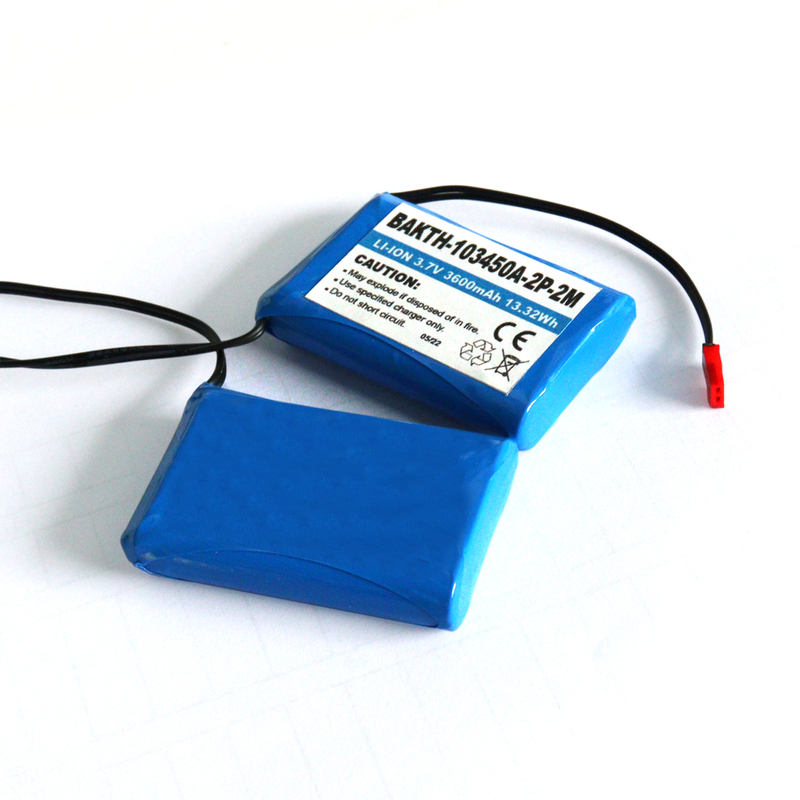 Aluminum shell lithium ion battery 103450A 1S2P 3.7V 3600mAh Rechargeable Customized