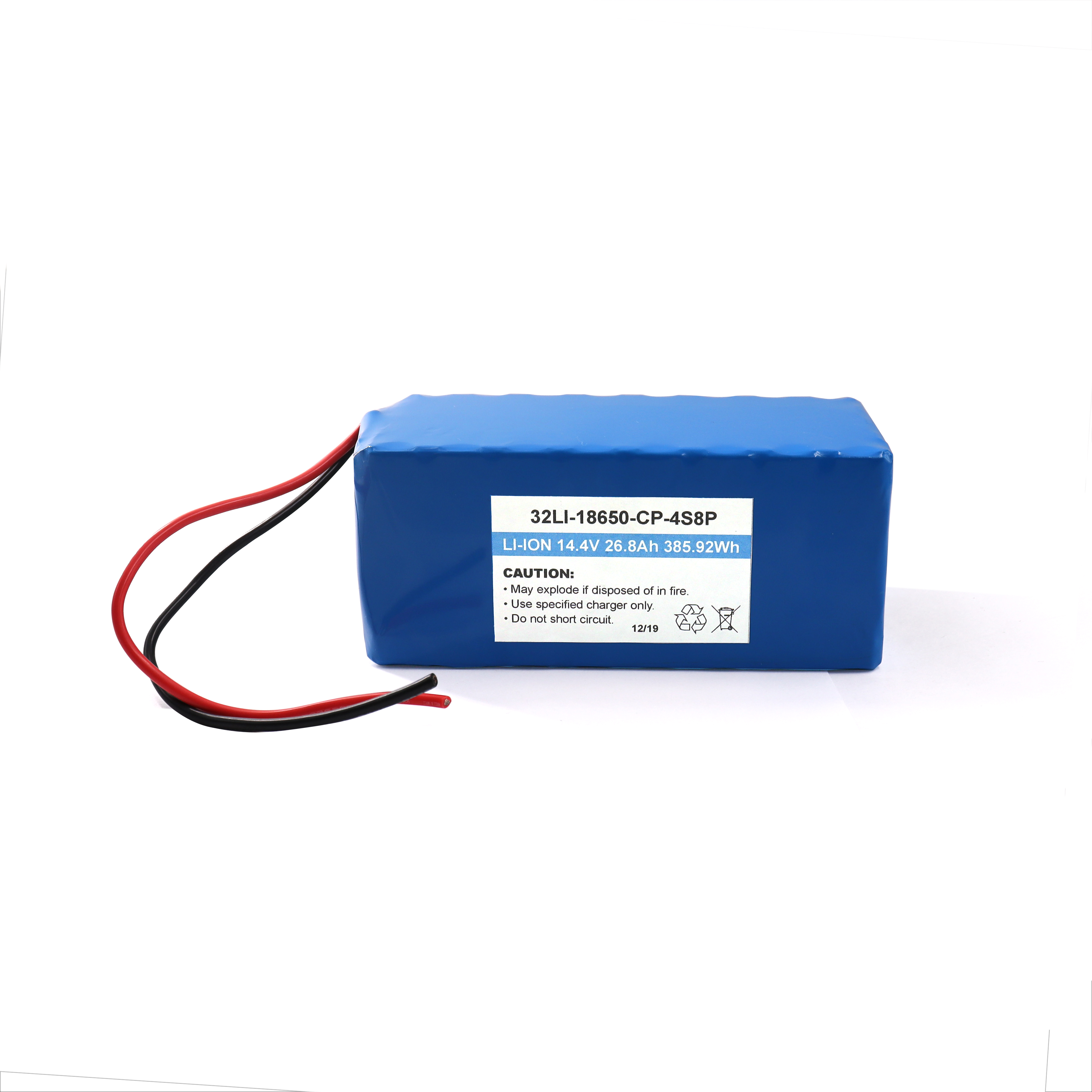 Custom cilindrical li ion 18650-4S8P 14.4V 26.8Ah rechargeable li ion 18650 battery pack with PCM