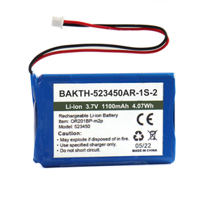 BAKTH-523450AR-1S-2 3.7V 1800mAh Lithium ion Battery Pack Rechargeable Battery Pack for Wearable Appliance