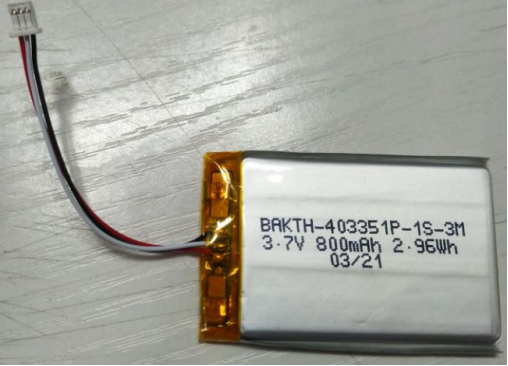 High quality factory made BAKTH-403351P-1S-3M 3.7V 800mAh Lithium polymer Battery Pack Rechargeable Battery Pack for Wearable Appliance