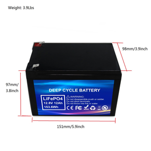 Deep Cycle Rechargeable LiFePo4 Battery 12.8V 12Ah for Electronic Appliance