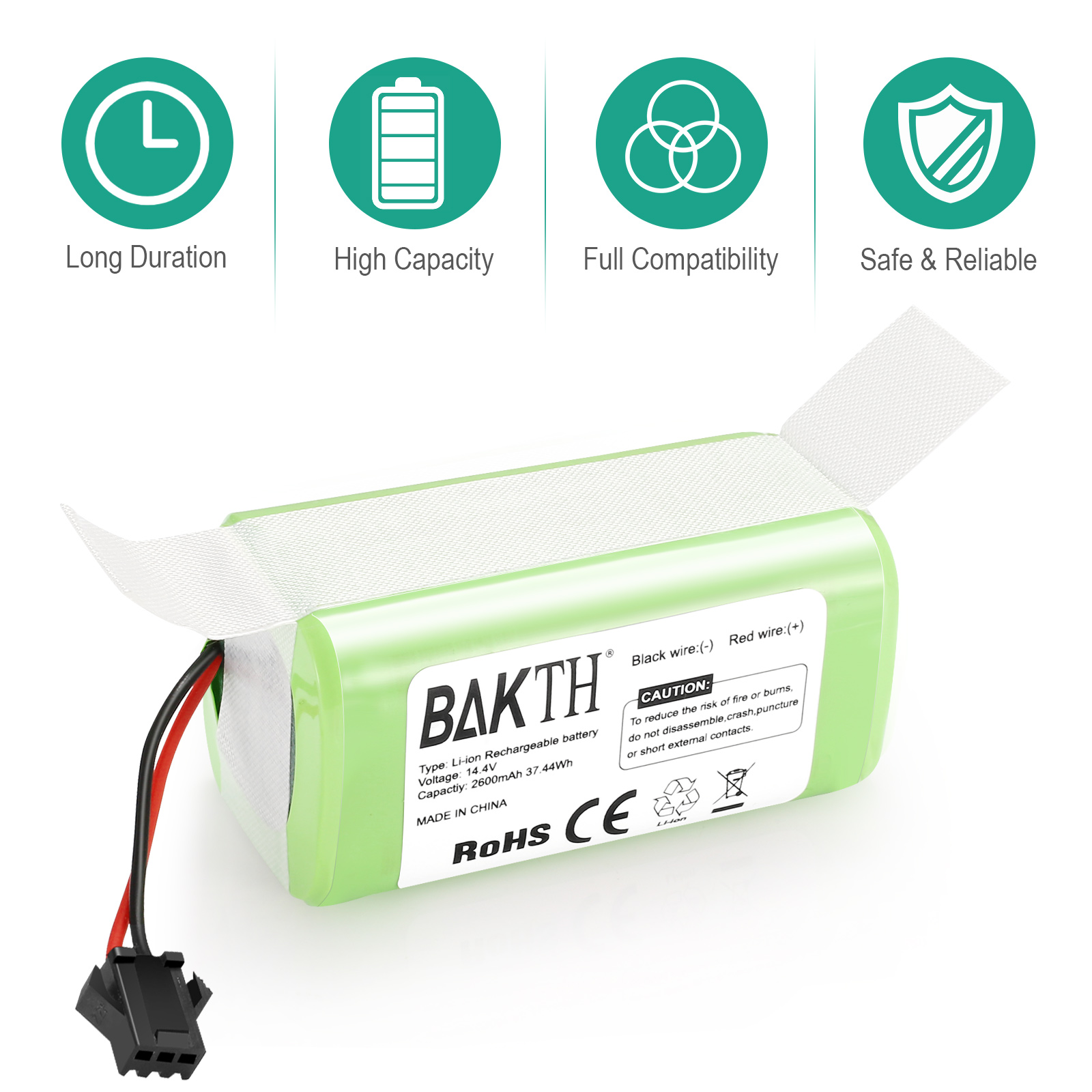 14.4V 2600mAh Lithium ion Replacement Batteries Compatible for Robot Vacuum Cleaners