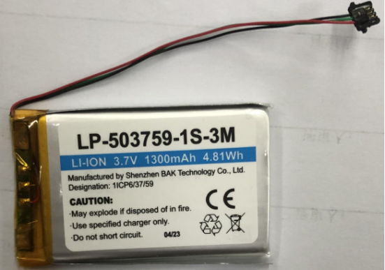 LP-503759-1S-3M 3.7V 1500mAh Lithium ion Battery Pack Rechargeable Battery Pack for electronic application