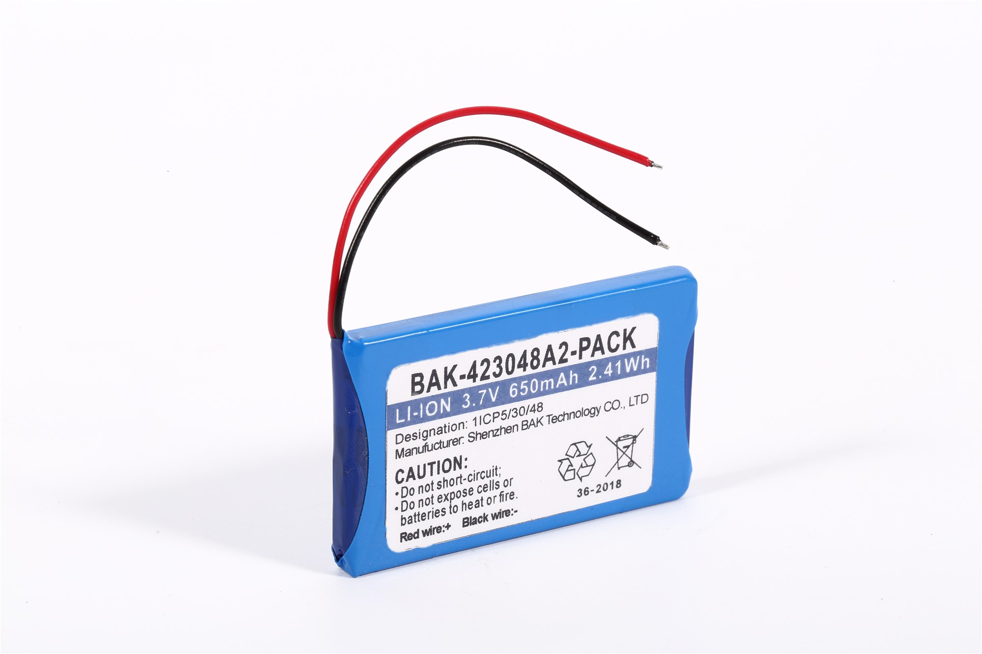 BAKTH-423048A-PACK 3.7V 650mAh Rechargeable Lithium Ion Battery Pack 