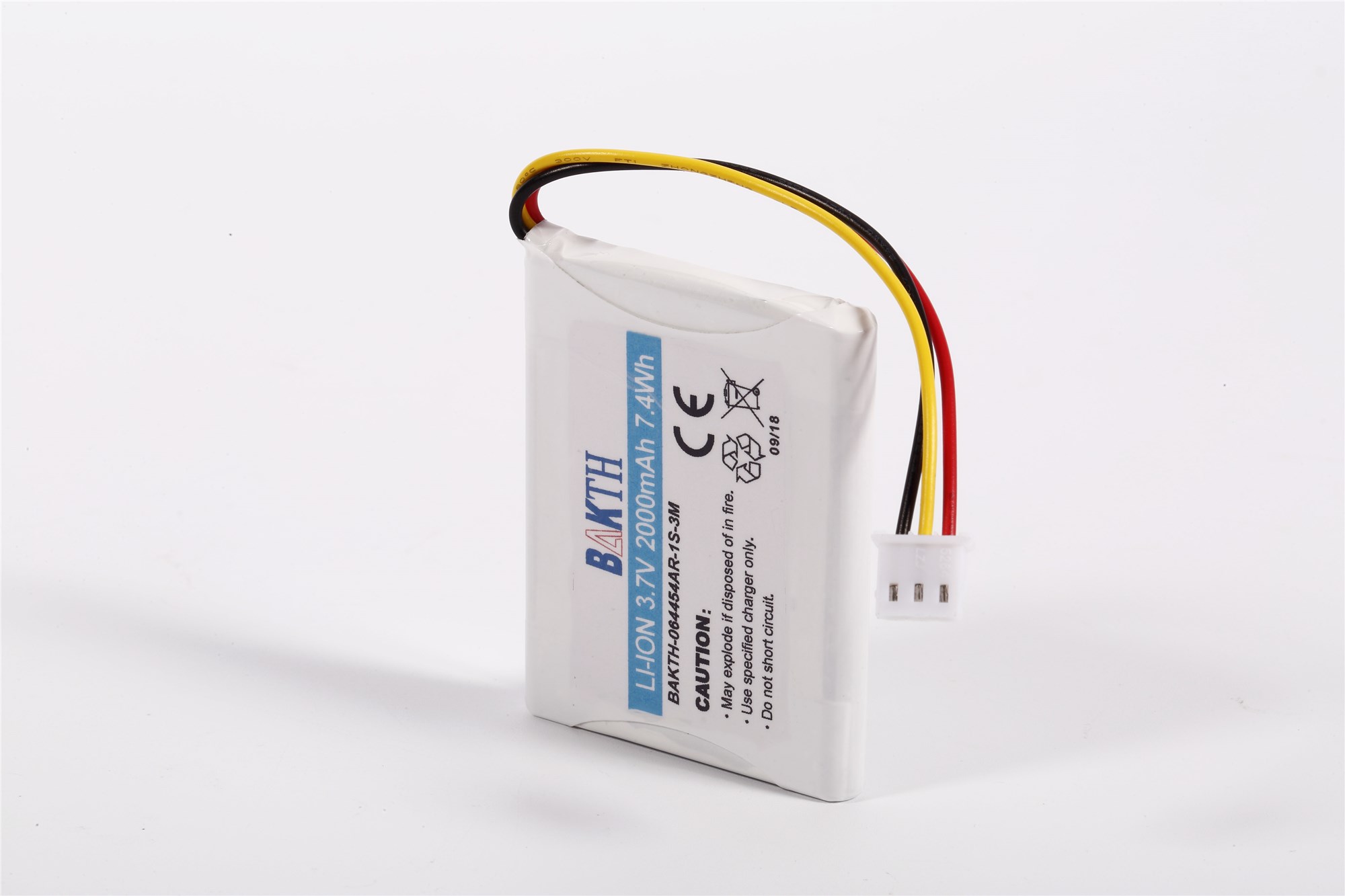 BAKTH-064454-1S-3M Lithium ion Battery Pack 3.7V 2000mAh Rechargeable Battery Pack