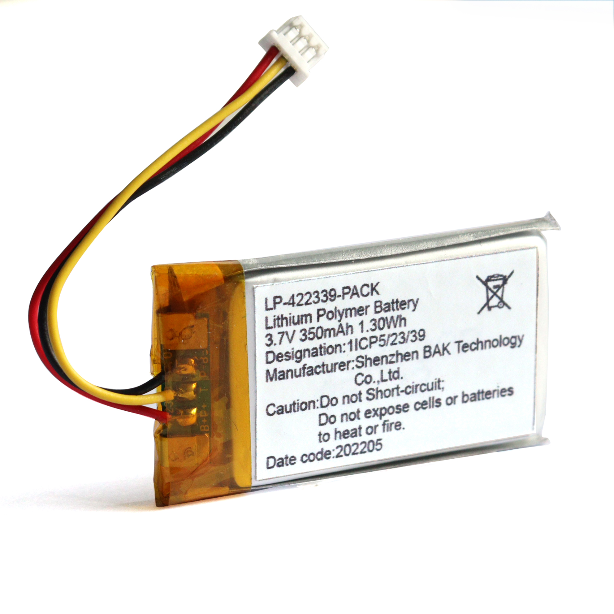 Hot Sale Rechargeable 422339 3.7V 350mAh Rechargeable Lithium Polymer Battery Pack for Electric Appliance